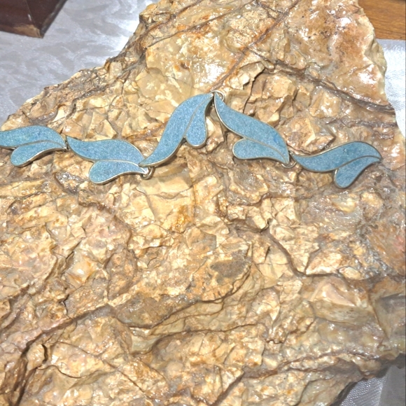 Vintage Taxco ER Sterling Crushed Denim Lapis Panel Link Bracelet 7.75" - Picture 3 of 13